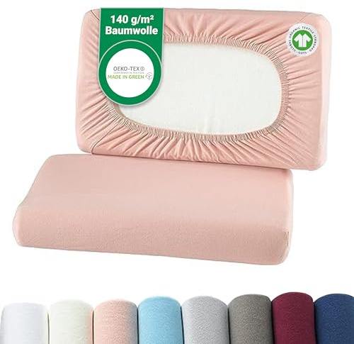 BaSaTex Bio Kissenbezüge Spannbezüge 2er Pack für Nackenkissen und Gesundheitskissen | 97% GOTS-Zertifizierte Baumwolle + 3% Elasthan | 40x60 cm - 45x65 cm | Altrosa
