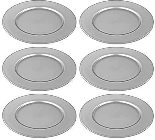 Glass - Charger - Plate - Set of 6 Chargers - Stunning Silver - Plates are 12.5 Diameter - Made in Europe - by Barski