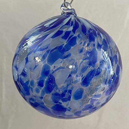 Kugel zum hängen blau Glaskugel Ornament blau bunt Fensterdekoration mundgeblasenes Kristallglas Durchmesser ca.9 cm Oberstdorfer Glashütte