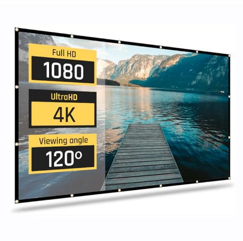 iggual - Pantalla de Proyección 100 Pulgadas- Plegable- Antiarrugas- Formato Panorámico 16:9- Ángulo de visión 120º- Apta para Proyector y Retroproyector- Medidas 221 x 124 cm