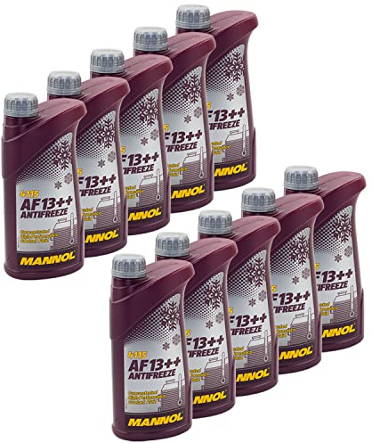 Kühlerfrostschutz Kühlmittel Konzentrat MANNOL AF13++ Antifreeze 10 X 1 Liter -40°C rot