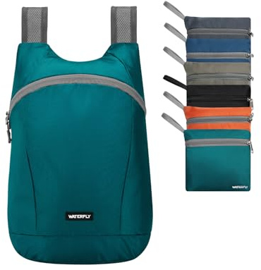 WATERFLY Faltbarer Rucksack Klein 15L: Ultraleicht Wanderrucksack Packable Tagesrucksack Sportliche Backpack Lightweight Daypack für Wandern Fahrrad Outdoor Trekking Herren Damen