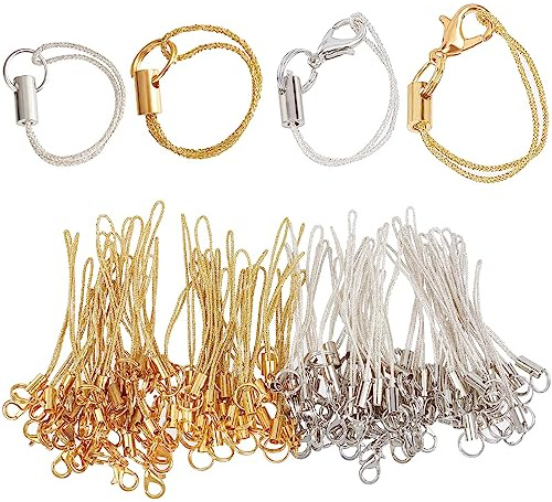 GORGECRAFT 100PCS 4 Estilos Teléfono Móvil Llavero Correa Teléfono Celular Encantos Colgante Tono Anillo Partido Cordón Poliéster Cordón Cuerda Desmontable Teléfono Cuerda Lariat Accesorios Colgantes