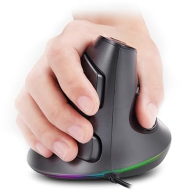 Sxhlseller Ergonomische Kabelgebundene Vertikalmaus, Einstellbare DPI, Optisches Tracking, 7 Tasten mit RGB-Beleuchtung, Kompatibel mitund