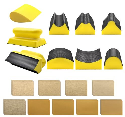 VIBRATITE 9 PCS Contour Sanding Blocks Set, 4 Inch Hand Sander