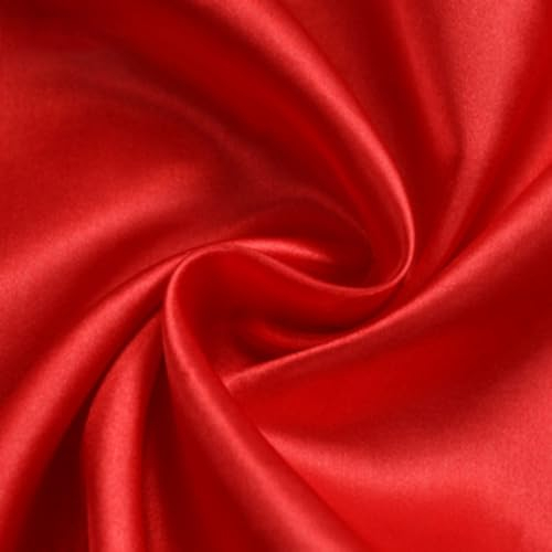 Wambere 100cm x 150cm Satinstoff Dekostoff Kostümstoff Stoffe zum Nähen Meterware Dekorieren für DIY Kunsthandwerk Basteln Kleidung Bühnenkostüme Hochzeitskleid Vorhang Heimdekoration,Rot