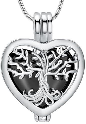 VCCWYQK Collar con colgante en forma de corazón, urna para cenizas, joyería de cremación, flor conmemorativa, minirecuerdo para cenizas, colgante hueco (H)