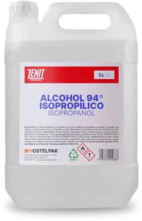 Hostelpak | 5L - Alcohol isopropilico 99,99% Pureza, Limpieza superficies y componentes electrónicos