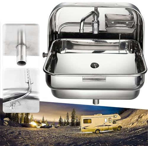 Miuxe Klappbares Wohnmobil-Wohnwagen-Waschbecken, Edelstahl-Badezimmerwaschbecken Mit Kaltwasserhahn, Wandmontage, Kleines Handwaschbecken Im Freien Für Die Küche Von Wohnmobilen, Booten