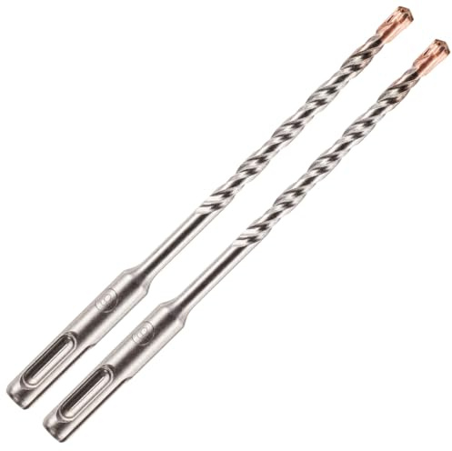 Rennie Tool 2pc 6.5mm x 210mm Long SDS High Performance Hammer Drill Bit | Cross Tipped Masonry Drill Bit For Brick, Concrete, Stone, Granite. Professional Tungsten Carbide Tipped 6.5mm SDS Drill Bit