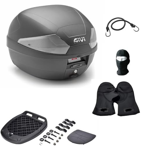 KOMPATIBEL MIT Piaggio Beverly 400 HPE B29NT2 TOPCASE GIVI B29 TECH 29LITER Koffer Kofferraum FÜR Motorrad-Roller, INKLUSIVE Platte UND UNIVERSAL-KIT MIT HECKGEPÄCKTRÄGER