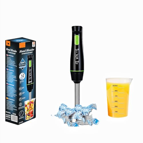 Electric Immersion Hand Blender - Food Grade Stainless Steel - 2-Speed Control - Mixer, Chopper, Ice Crusher - Easy to Clean - Ideal for Purees, Smoothies, Shakes, Soups, Sauces, Baby Food
