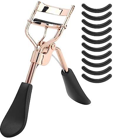 Recourbe-Cils Professionnel Avec 10 Coussinets de Rechange en Silicone Avancés - Recourbeur Durable (Couleur: Or Rose)
