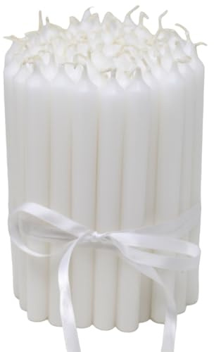 East of India Velas delgadas blancas lisas para iglesia, sin perfume, rital, oración, meditación, Navidad y boda, fiesta, 6 pulgadas de alto, caja de 60 unidades