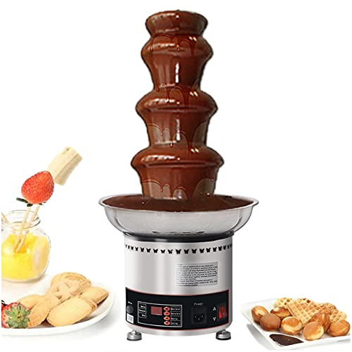 sjdoPulse 6.6 Ounce Chocolate 304 Stainless Steel 4 Tiers Electric Melting Machine Chocolate Fondue Fountain Perfect For Cheese, Bbq Sauce, Ranch, Liqueurs