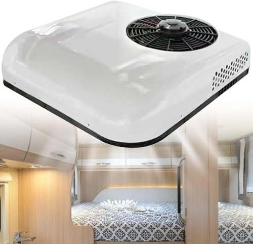 YLANMEI Dc Air Conditioner Ultra-Thin Car Roof Air Conditioner, Applicable to Mpvs, Vehicles, Homes, Trucks, Agricultural Vehicles, Excavators,White-24V