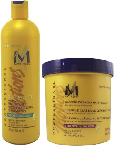 MMotions Active Moisture Neutralizing Shampoo - 16oz + Professional Super Hair Relaxer, 425g /15oz