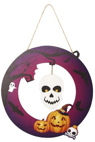 Panneau suspendu en bois d'Halloween, panneau de porte de bienvenue d'Halloween – Panneau de porte en bois d'Halloween, décoration de porte d'Halloween en bois, décoration murale de bienvenue en forme