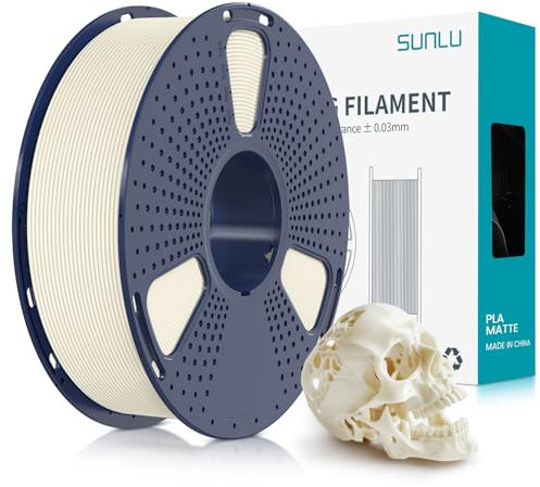 SUNLU Matte PLA Filament 1.75mm, 3D Drucker Filament mit Matter Oberfläche, Neatly Wound Filament, Einfach zu Bedienen, 1kg(2.2lbs) Spule PLA Filament für FDM 3D Drucker, Matte Knochenweiß