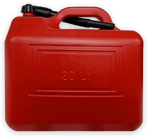 ESTO Benzinkanister aus Kunststoff 5L, 10L oder 20L | Kanister aus Polyethylen für Benzin, Diesel und Gemisch | mit Kanüle, Messstreifen und sicherem Design für brennbare Flüssigkeiten (20 Liter)