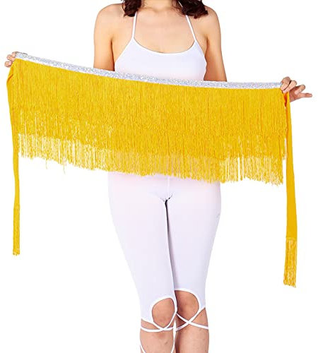 Sexy Quaste Rock Damen Kurz| Bauchtanz Hüfttuch Kostüm Rock Frauen Quastenrock |Silber Hohe Taille Minirock Wrap Rock Latin Dance Röcke Fransen Rock Zubehör Ballett Party Festlich Faschings Karneval
