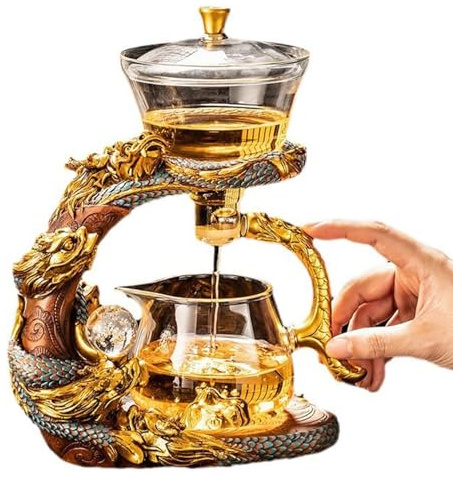 Vnook Magnetic Glass Tea Set, Lazy Kungfu, Semi-Automatic, Home Office, Heat-Resistant, 370ML, One Color
