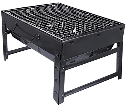 FONDOTIN 1stücke Holzkohle Bbq-grill Tragbar Klappgrill Für Außenbereich Mit Holzkohle-grillrost Einfach Zusammenklappbar Für Outdoor-aktivitäten