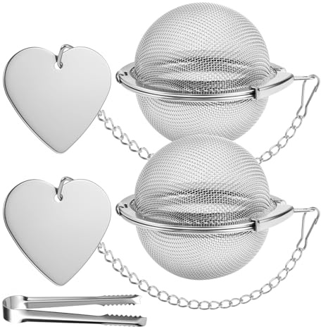 FrostyFlair Tea Infuser for Loose Leaf Tea, 2 Pieces 5.5 Cm 304 Stainless Steel Tea Infuser, Tea Balls with Bonus Tea Spoon Clip, Extra Fine Mesh, Easy to Clean Tea Egg