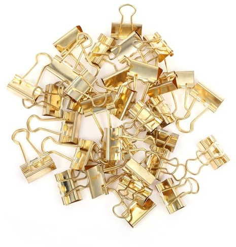 Foldback Klammern für Tüten, 80 Stück Klammern Metall, 19mm Metall Klammer als Büromaterial, Metallklammern/Papierklammern für Büroaufbewahrung(Gold)