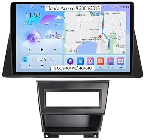 Android 15 Touch Screen Car Stereo 10 Inch Car Stereo Radio Plug And Play For Honda Accord 8 2008-2013 Car Radio with Bluetooth And Navigation And Backup Camera,8 Core 4G+Wifi 4G+64G