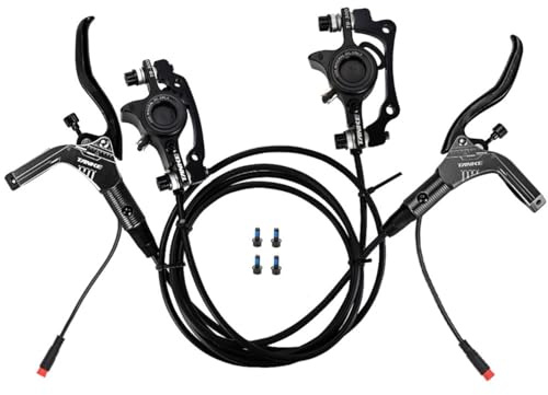 HZXQCVB E-Bike Set Freni A Disco Idraulici 2 Pistoni 2 Pin Kit Freni Anteriore Destro 850mm Posteriore Sinistro 1570mm Freno Idraulico per Biciclette per Scooter Leva in Lega di Alluminio(Black)