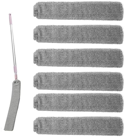 Ancsttu Staubtücher Nachfüllpack | 6 Stück Mikrofaser Staubwedel Ersatztücher - Wiederverwendbares Reinigungstool Für Wohnzimmer Küche Wohnheim Möbelunterteil Sofa Couch - Für Küche Wohnzimmer Boden