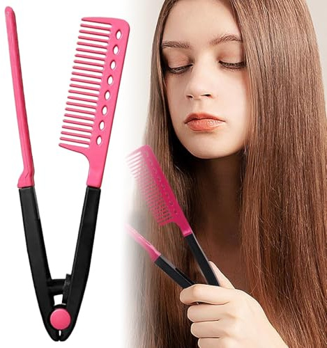 Peine Alisador para Cabello,Cepillo Y Planchado Para Peinado,Peine de pelo Peinado Corte,Peine de pelo Anti-Estática en Forma V del Pelo,Peine Recto en Forma de V para Cabello Nudoso