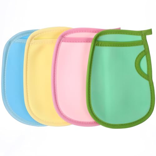 Cabilock 4pcs Shower Exfoliating Mitts Bath Gloves for Body Cleaning and Dead Skin Removal Made from Soft Pva Material, for Travel and Business Trip Spa Use