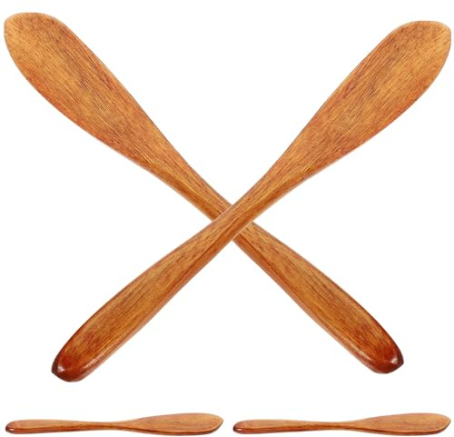 Garneck 4 Couteaux à Beurre en Bois de Nanmu Spatules à Confiture et Crème Lot 4 Pièces Couleur Laquée Ustensiles Polyvalents pour Petit-Déjeuner Tartinage Miel Fromage et