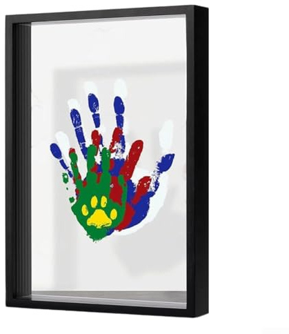 NexRen DIY Handprint Photo Frame Kit, Wooden Craft Set, with 4 Layer Design for Family Keepsake, Compatible with Home Decor(black)