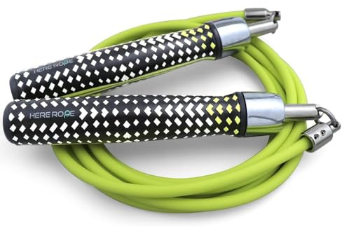 HEREROPE 1/4LB Gewichtetes Springseil für Geschwindigkeit, Cardio, Boxen & Workout, Springseil mit Kugellager, Komfortable & Ergonomische (Neo-Grün, M - 2,55 m (Für Körpergröße 1,55 m - 1,73 m))