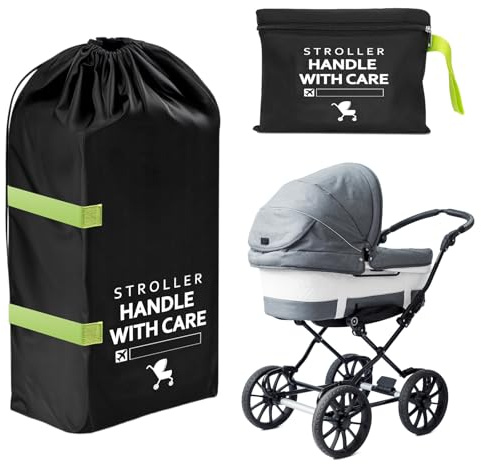Novocloud Transporttasche Kinderwagen Flugzeug, Universal Buggy Reisetasche & Schutzhülle aus wasserdichtem Oxford-Gewebe (110x53x31cm), Faltbare Kinderwagentasche für Reise, Auto, Schwarz
