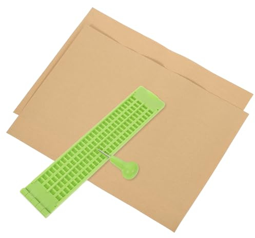 Healvian Piastra di Scrittura Braille Punteruolo in Plastica Portatile e 2 Fogli di Flessibile Non Vedenti per Quotidiano