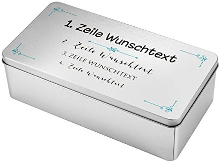 Herz & Heim® Aufbewahrungsdose mit persönlichem Aufdruck für verschiedene Anlässe 4 Zeilen Wunschtext
