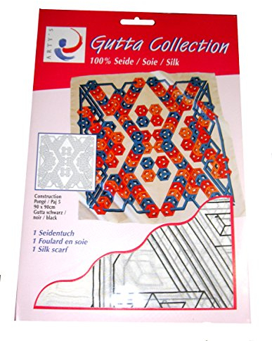 ARTY'S GUTTA COLLECTION - Motiv: Construction - Pongé 05, ca. 90x90cm, rollierte Ränder (Gutta schwarz)