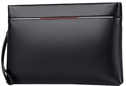 PPGE Business Herren Handgelenktasche Leder Clutch Schwarz Gro? Geldb?RSE Unterarmtasche Kupplung Gesch?ft Handtasche Karten Clutch Tasche für M?nner,black1