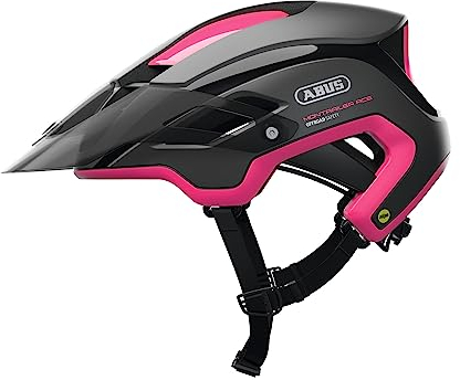 ABUS Mountainbike-Helm MonTrailer ACE MIPS - Robuster Fahrradhelm mit Aufprallschutz und Kamerahalterung - Unisex - Pink/Grau, Größe M