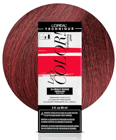 L'Oréal Technique Let's Color! Conditioning Gelee Permanent Hair Color - High Impact Multi-Dimensional Liquid Haircolor, Conditioning Formula, Smooth Application, Really Rouge