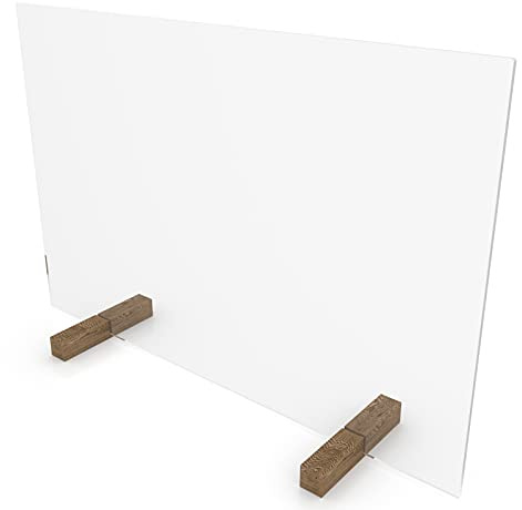 nattmann Spuckschutz NATURE ohne Durchreiche Trennwand Thekenaufsatz (50x50cm (BxH), Standfüße: Echtholz Eiche)