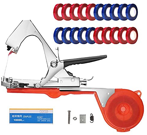 DrRobor Legatrice per Piante da Giardino Macchina a Nastro per Vigneto UVA Pomodori Ortaggi e Fiori (Rosso)