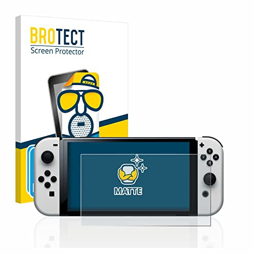 BROTECT Schutzfolie für Nintendo Switch OLED-Modell | 2 Stück Entspiegelnder Displayschutz Made in Germany Matte Displayschutz-Folie Anti-Reflex Anti-Fingerprint Einfache Montage