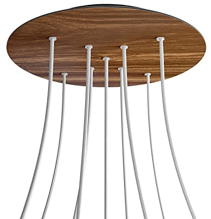 creative cables - Rundes XXL 9 X-geformten Löchern und 4 Seitenlöchern Lampenbaldachin, Rose-One-Abdeckung, 400 mm Durchmesser - Holz, Schwarz