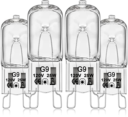 W10709921 Light Bulb for Whirlpool Microwave Oven,300°C High Temperature Resistant,G9 120V 25W Bulb Compatible with K-itchenaid Jenn-air Whirlpool Ma-ytag Replace for W10112515 AP5983626,4 Pack