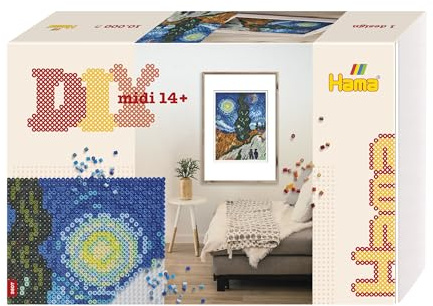 Hama - Boite Pixel Art Van Gogh - 10.000 perles et 6 plaques - Perles à repasser Taille Midi - Loisirs créatifs
